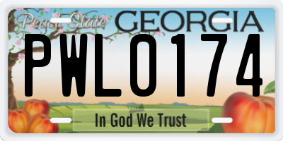 GA license plate PWL0174
