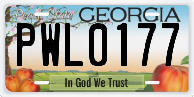 GA license plate PWL0177