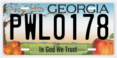 GA license plate PWL0178