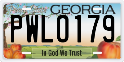 GA license plate PWL0179