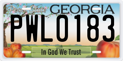 GA license plate PWL0183
