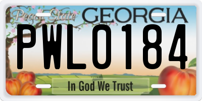 GA license plate PWL0184