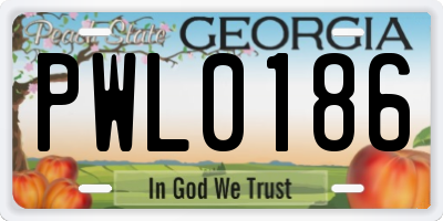 GA license plate PWL0186