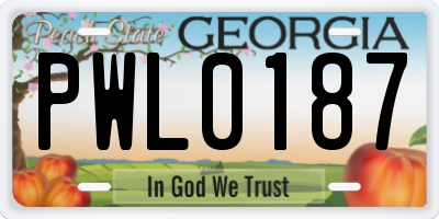 GA license plate PWL0187