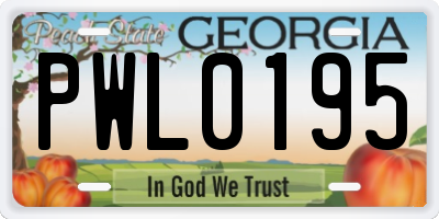 GA license plate PWL0195