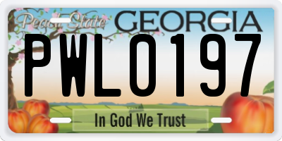 GA license plate PWL0197