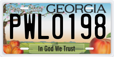 GA license plate PWL0198