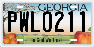 GA license plate PWL0211