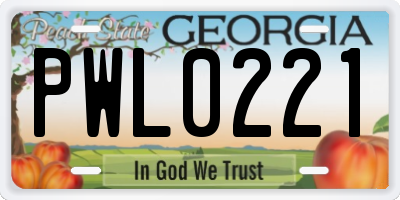 GA license plate PWL0221