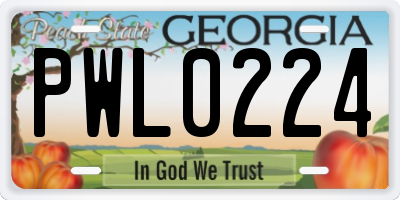 GA license plate PWL0224