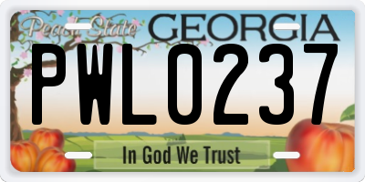 GA license plate PWL0237
