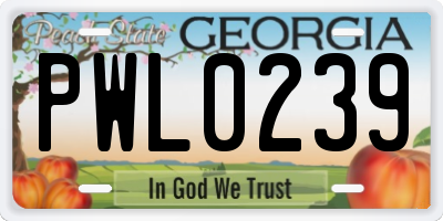 GA license plate PWL0239