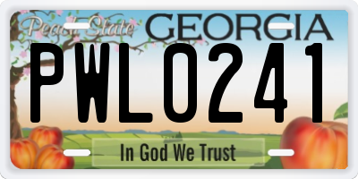 GA license plate PWL0241