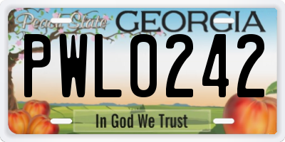 GA license plate PWL0242