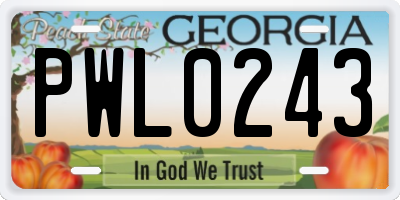 GA license plate PWL0243