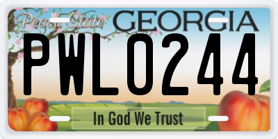 GA license plate PWL0244