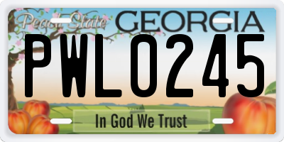 GA license plate PWL0245