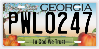 GA license plate PWL0247