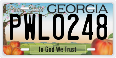 GA license plate PWL0248