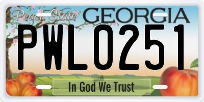GA license plate PWL0251