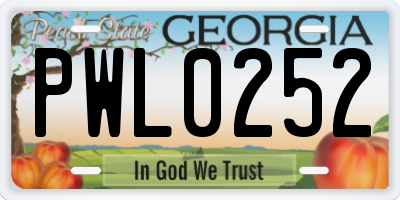 GA license plate PWL0252