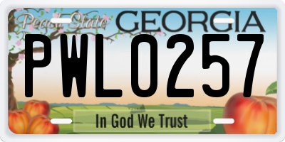 GA license plate PWL0257