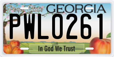 GA license plate PWL0261