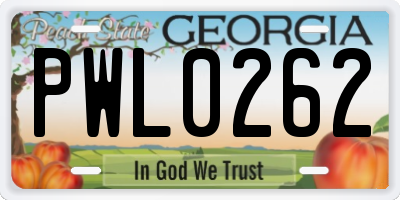 GA license plate PWL0262