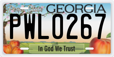 GA license plate PWL0267