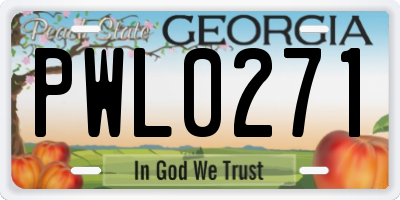 GA license plate PWL0271