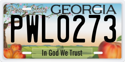 GA license plate PWL0273