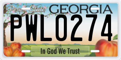 GA license plate PWL0274