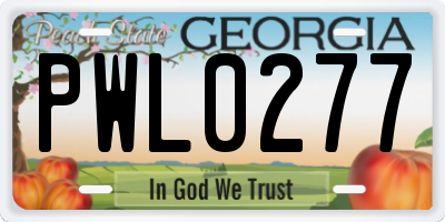 GA license plate PWL0277