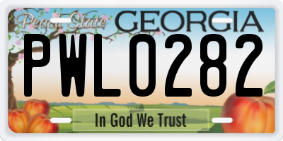 GA license plate PWL0282