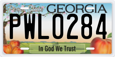 GA license plate PWL0284