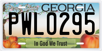 GA license plate PWL0295