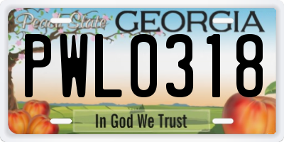GA license plate PWL0318