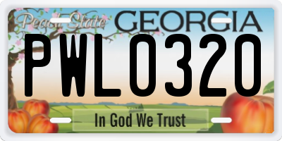 GA license plate PWL0320