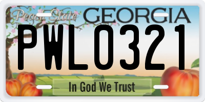 GA license plate PWL0321