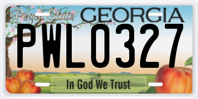 GA license plate PWL0327