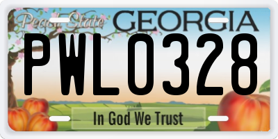 GA license plate PWL0328