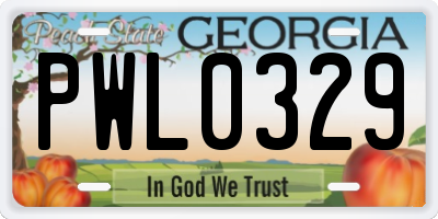 GA license plate PWL0329