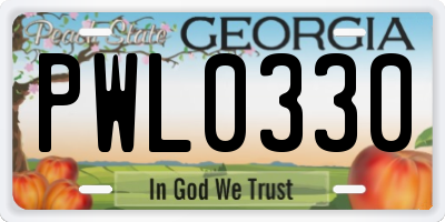GA license plate PWL0330