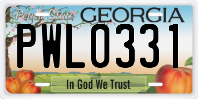 GA license plate PWL0331