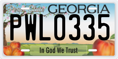 GA license plate PWL0335