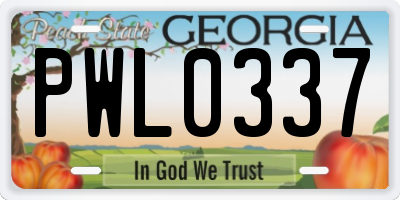 GA license plate PWL0337