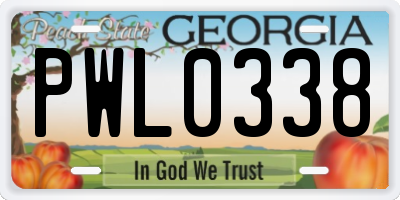 GA license plate PWL0338