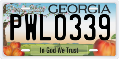 GA license plate PWL0339