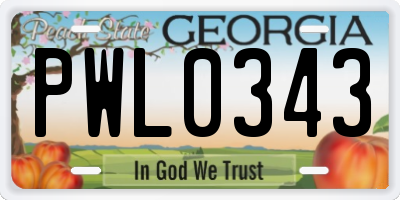 GA license plate PWL0343