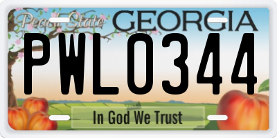 GA license plate PWL0344